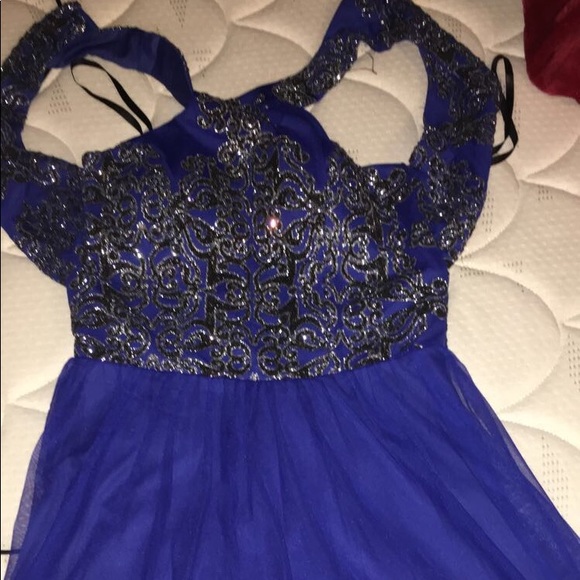 blue dress silver shoes